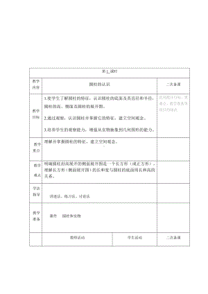 六年级数学下册教案-3.1.1 圆柱的认识53-人教版.docx