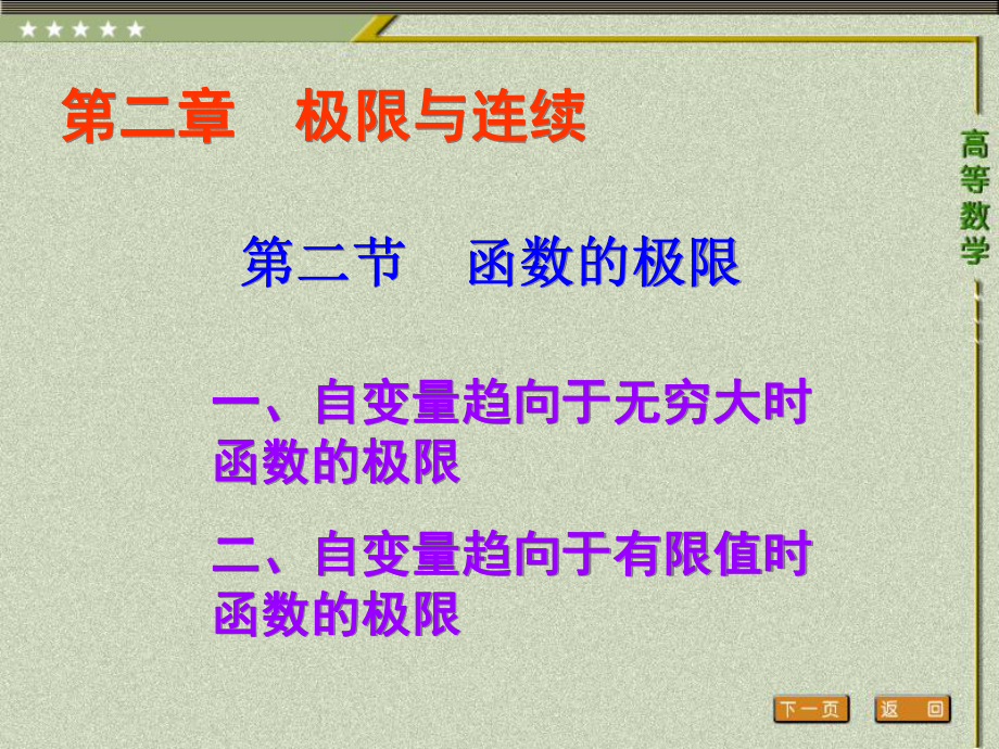 《高等数学（第二版）》课件2.第二节 函数的极限.ppt_第1页