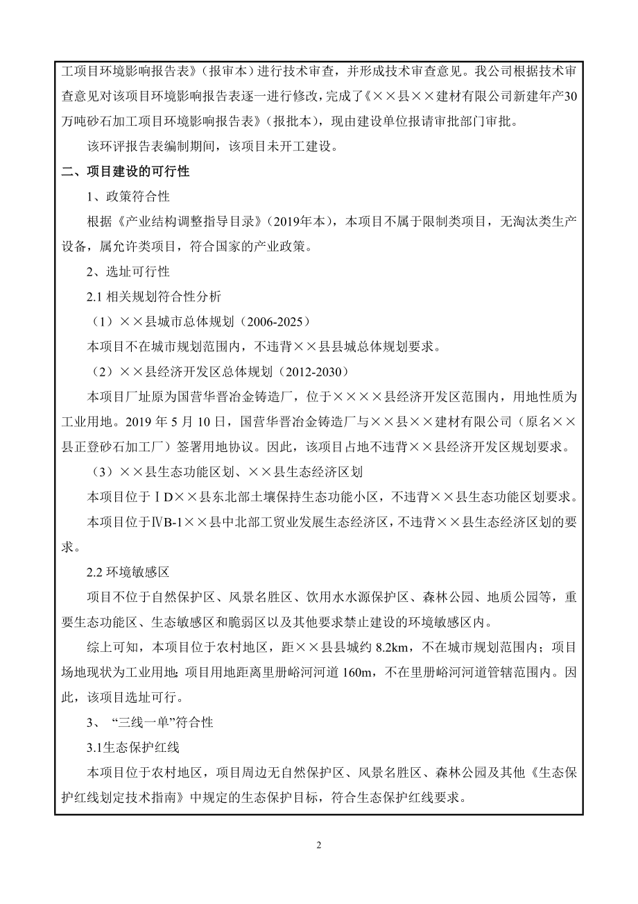 新建年产30万吨砂石加工项目建设项目环境影响报告表参考模板范本.doc_第2页