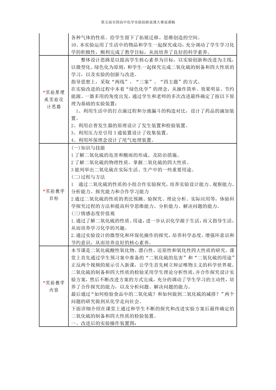 （第五届全国高中化学实验创新说课大赛说课稿）二氧化硫的性质.docx_第2页