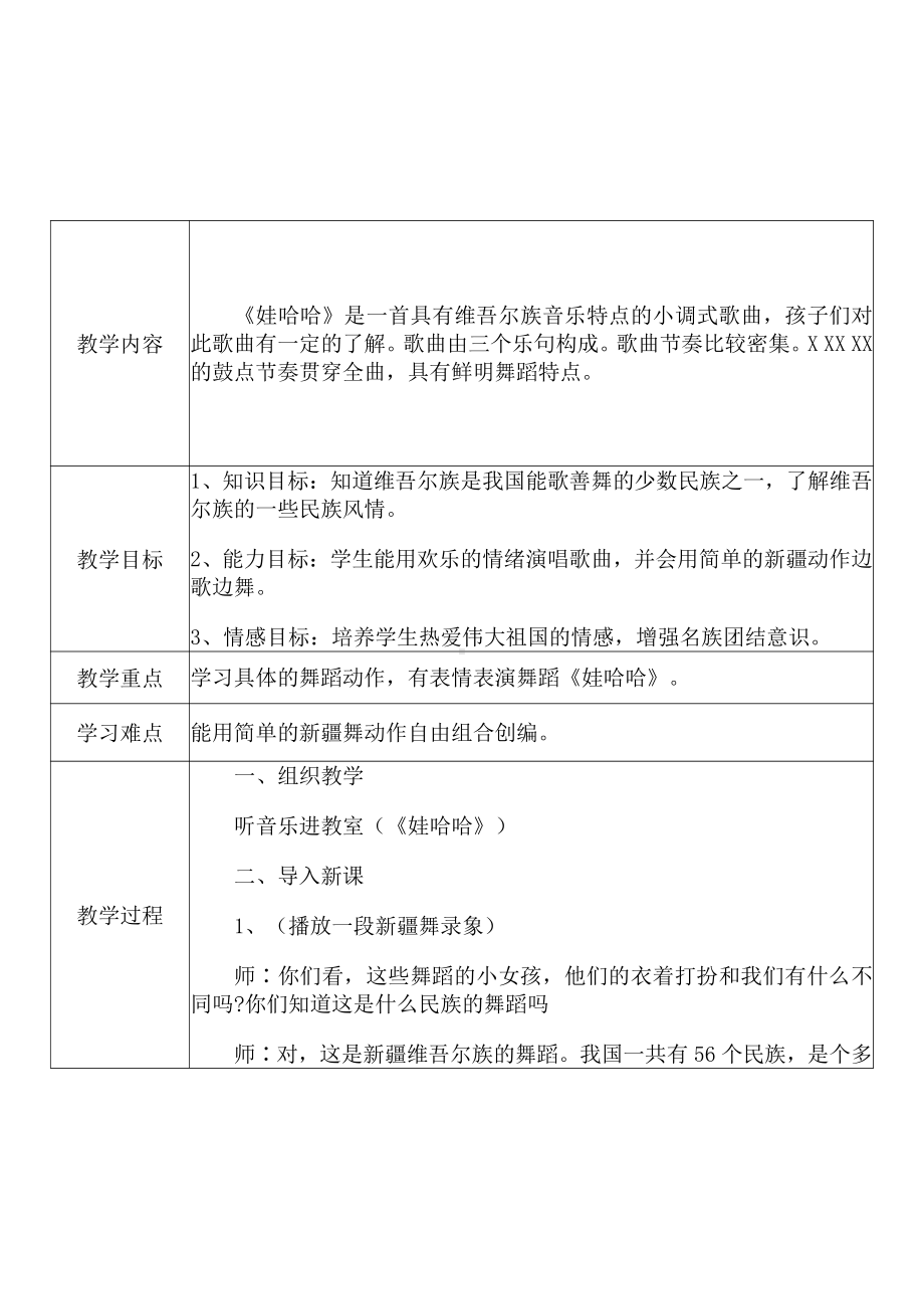 [中小学新教材优秀教案]：小学一年级音乐上（第二单元 我爱家乡我爱祖国：歌表演 娃哈哈）-学情分析+教学过程+教学反思.pdf_第3页