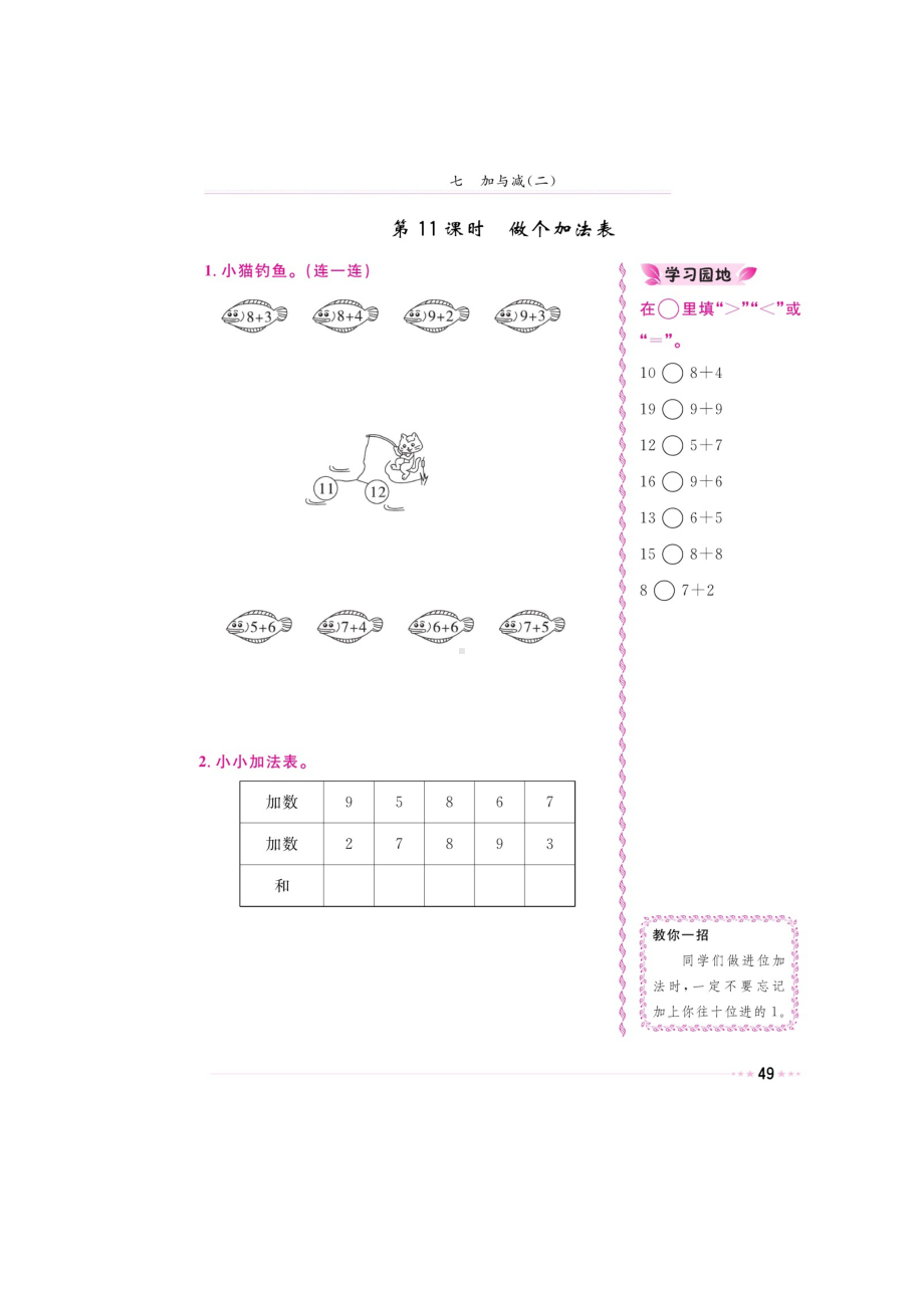 一年级上册数学试题-第七章《做个加法表》 同步练习（图片版无答案）北师大版.doc_第1页