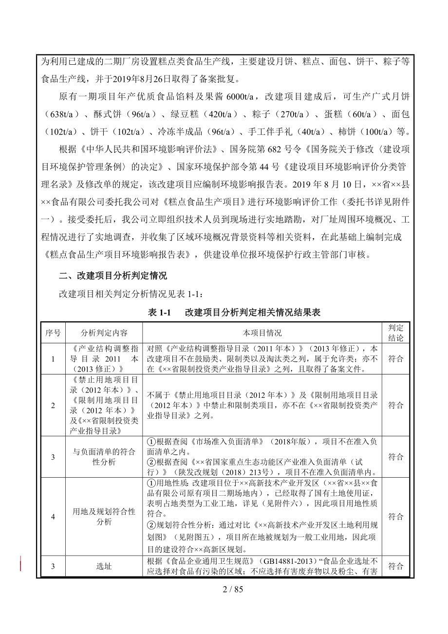 糕点食品生产项目建设项目环境影响报告表参考模板范本.doc_第2页