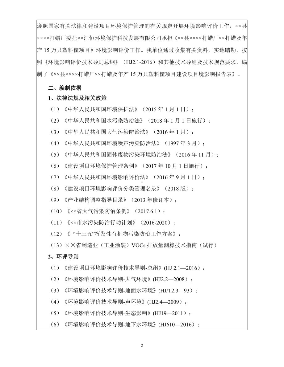 打蜡及年产15万只塑料筐项目建设项目环境影响报告表参考模板范本.doc_第2页