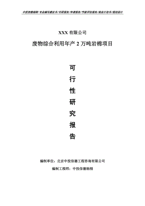 废物综合利用年产2万吨岩棉项目可行性研究报告建议书.doc