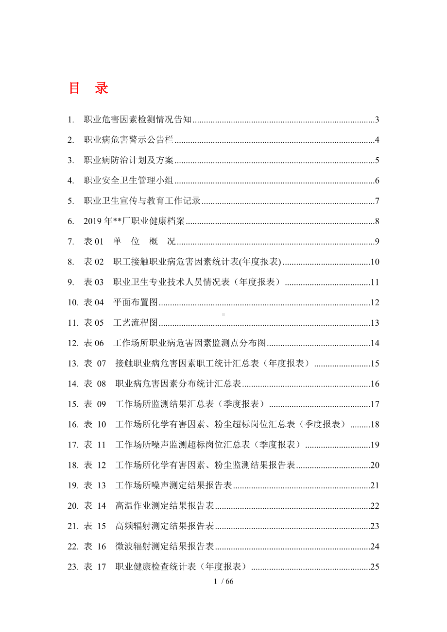 企业职工（员工）职业健康管理全套表格参考模板范本.docx_第1页