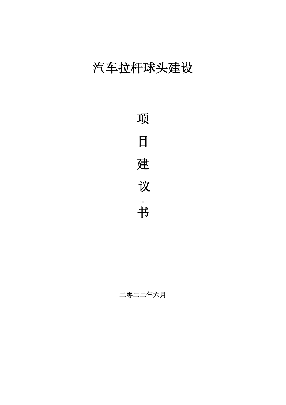 汽车拉杆球头项目建议书（写作模板）.doc_第1页