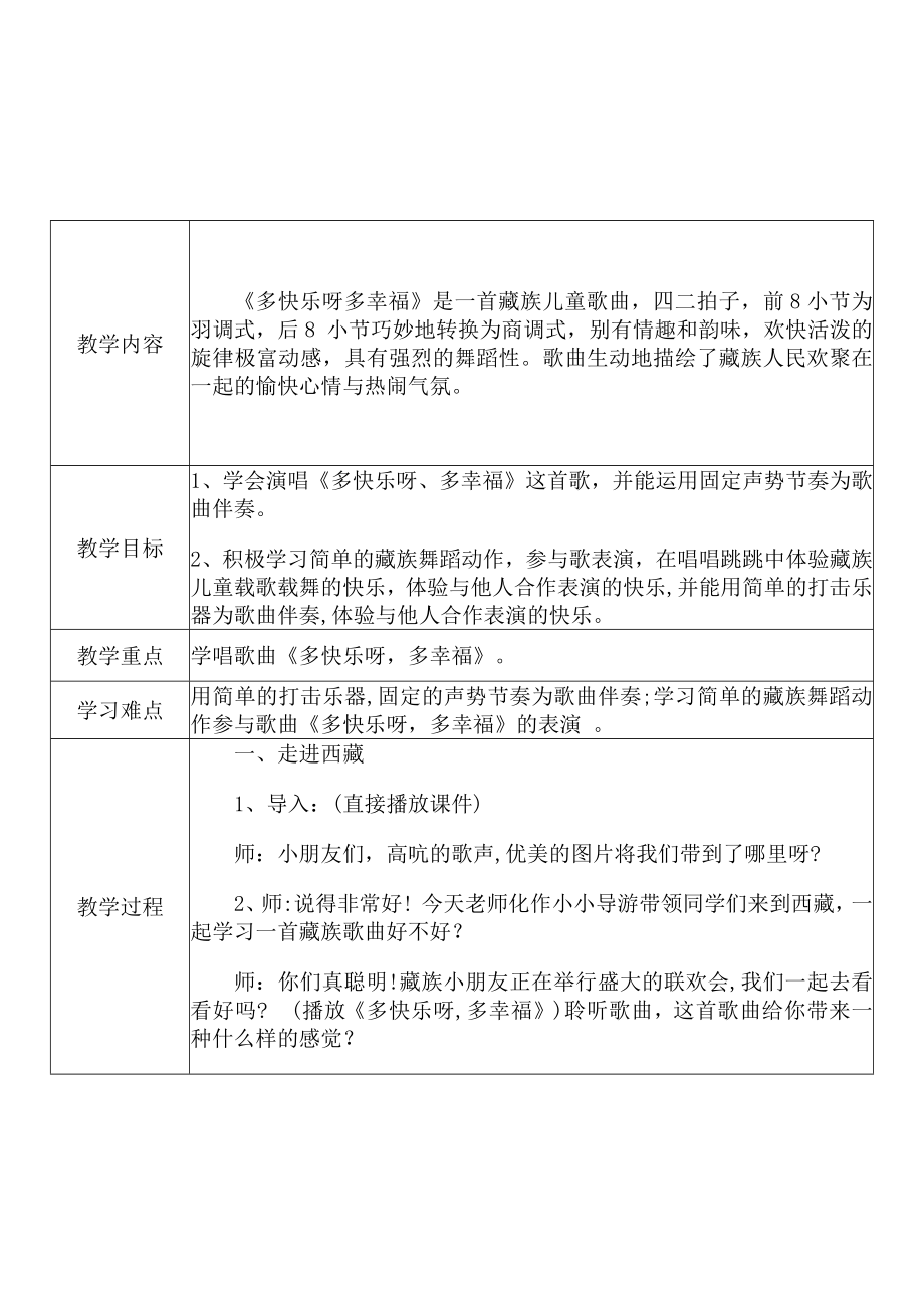 [中小学新教材优秀教案]：小学一年级音乐下（第四单元 我们多快乐：唱歌 多快乐啊多幸福）-学情分析+教学过程+教学反思.docx_第3页