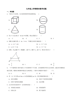 广东省佛山市顺德区2022年九年级上学期期末数学试题及答案.docx