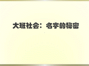 大班社会《名字的秘密》课件.ppt