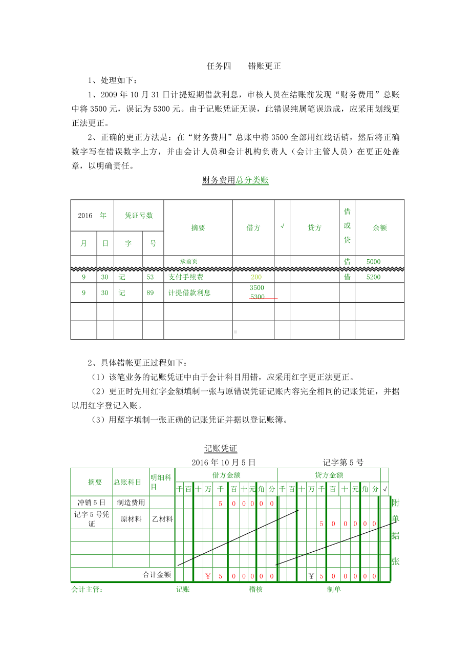 《基础会计项目化实训》实训答案实训八错账更正.doc_第1页