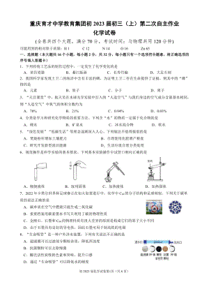 重庆市育才 教育集团2022-2023学年九年级上学期第二次自主作业化学试题.pdf