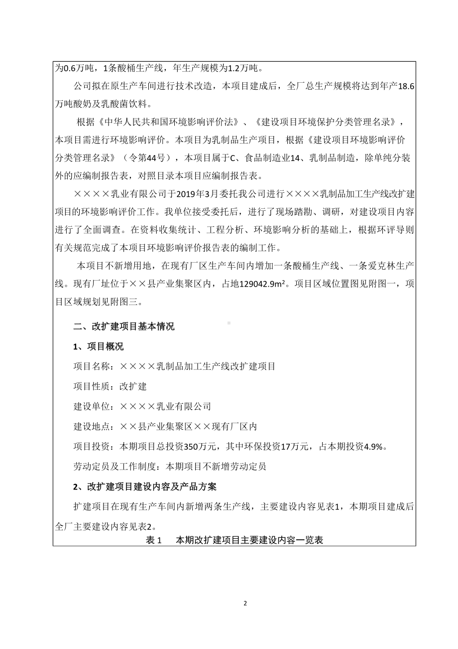 乳制品加工生产线技改项目建设项目环境影响报告表参考模板范本.doc_第3页