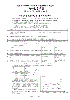 湖北省武汉市第六 2022-2023学年高一上学期第三次月考化学试卷.pdf