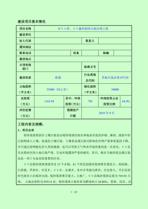 寨村铅锌污染治理工程建设项目环境影响报告表参考模板范本.doc