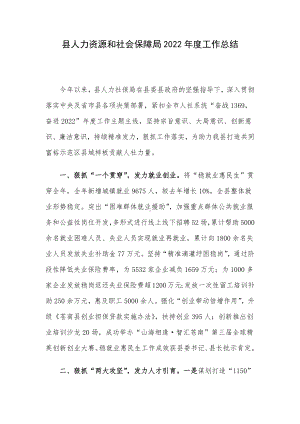 县人力资源和社会保障局2022年度工作总结.docx