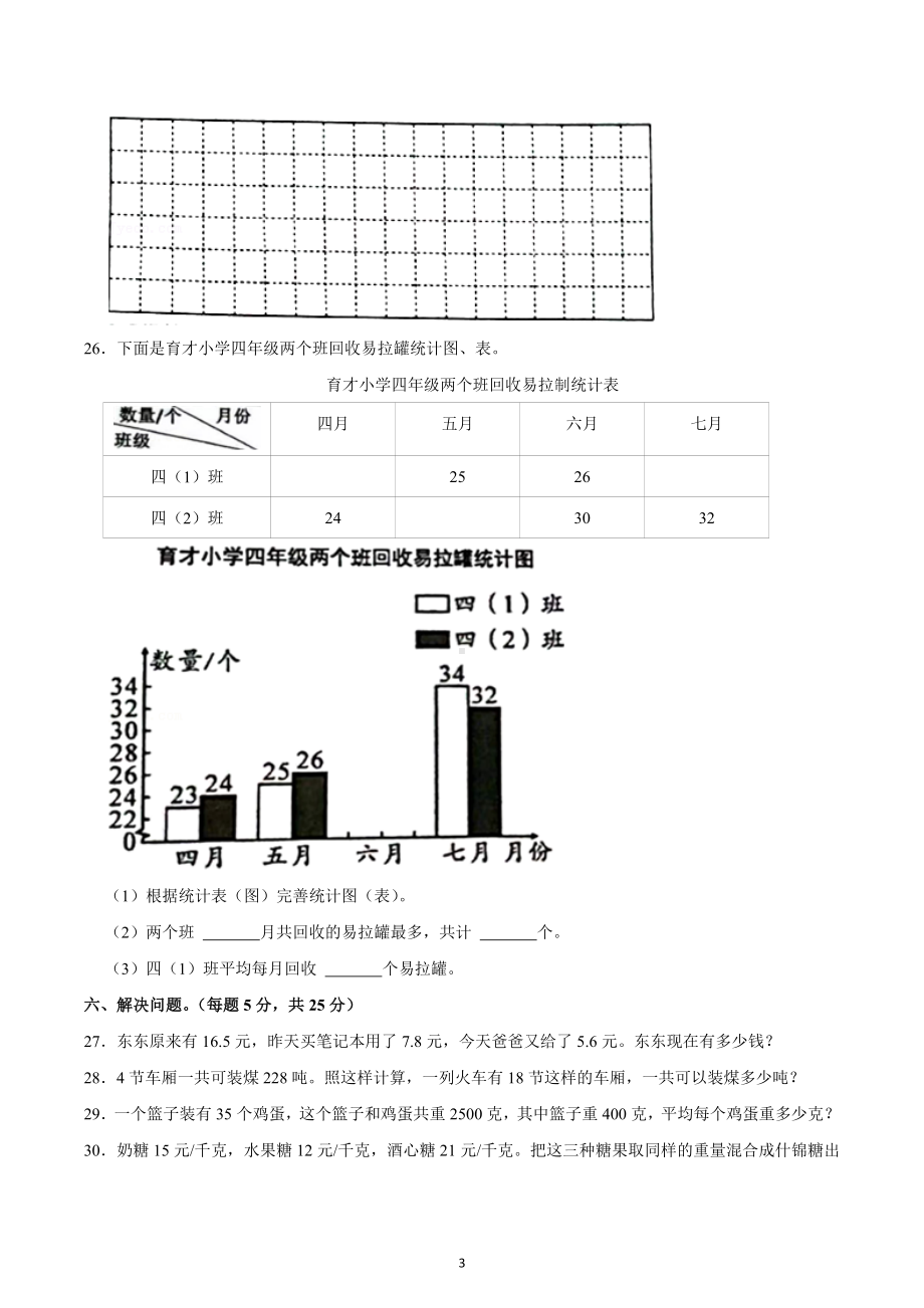 2021-2022学年重庆市长寿区四年级（下）期末数学试卷.docx_第3页