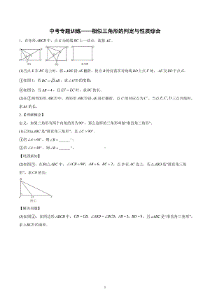 2023年九年级数学中考专题训练-相似三角形的判定与性质综合.docx