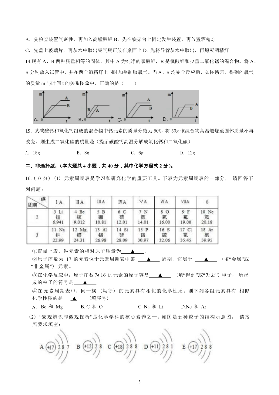 江苏省盐城市射阳外国语学校2022-2023学年九年级上学期期中化学试题.docx_第3页