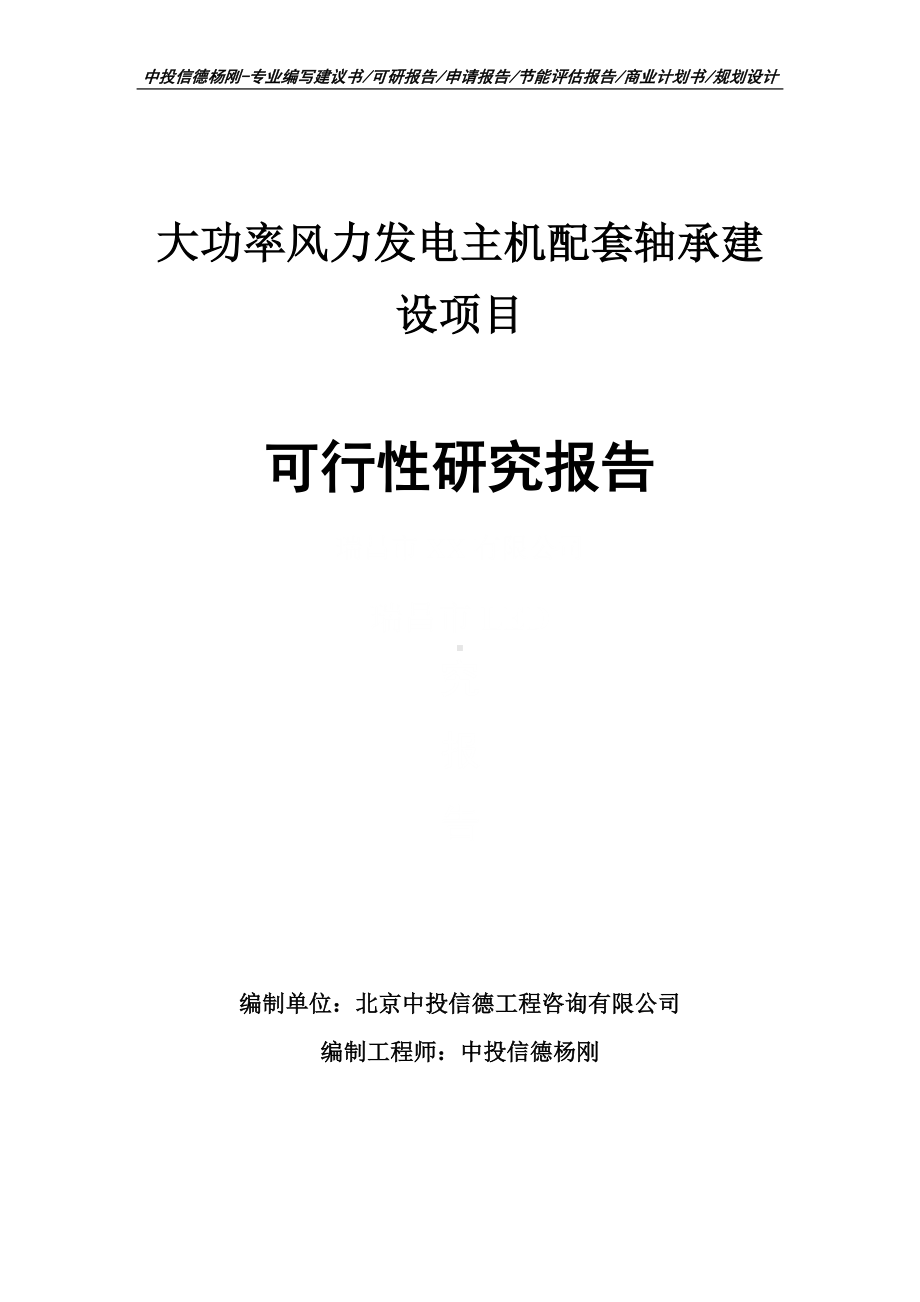 大功率风力发电主机配套轴承建设项目可行性研究报告.doc_第1页