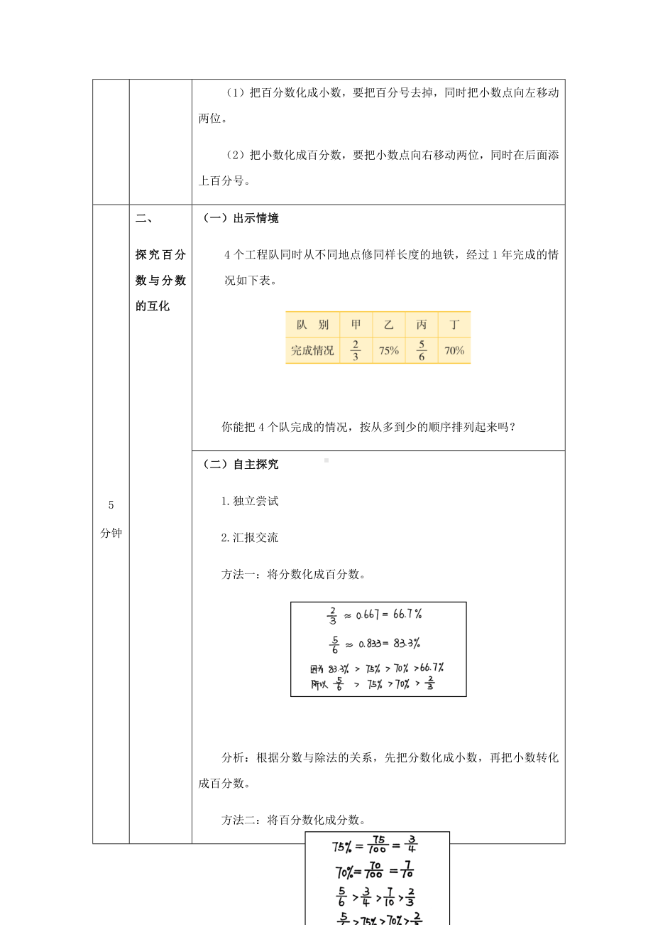 六年级上册数学教案 百分数和小数、分数的互化- 北京版.docx_第3页