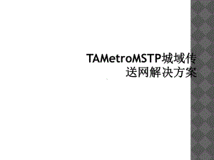 TAMetroMSTP城域传送网解决方案课件.ppt