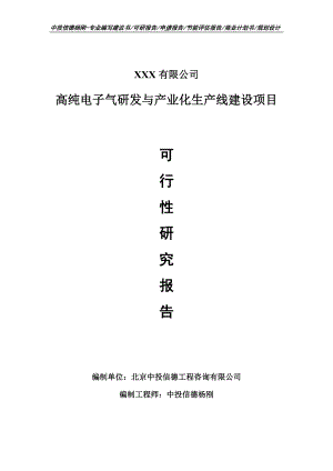 高纯电子气研发与产业化项目可行性研究报告申请备案.doc