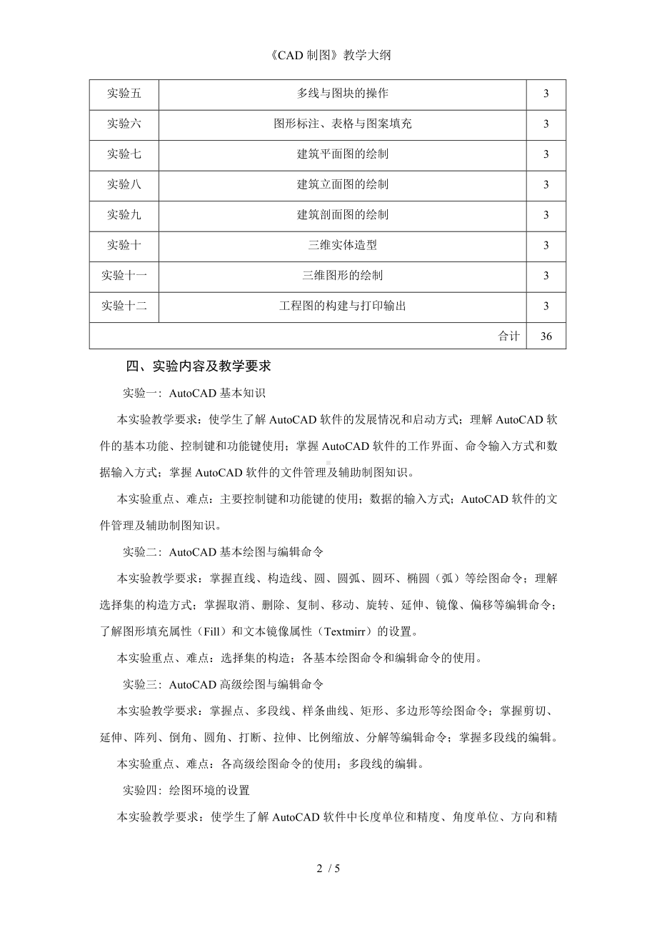 《CAD制图》教学大纲参考模板范本.doc_第2页