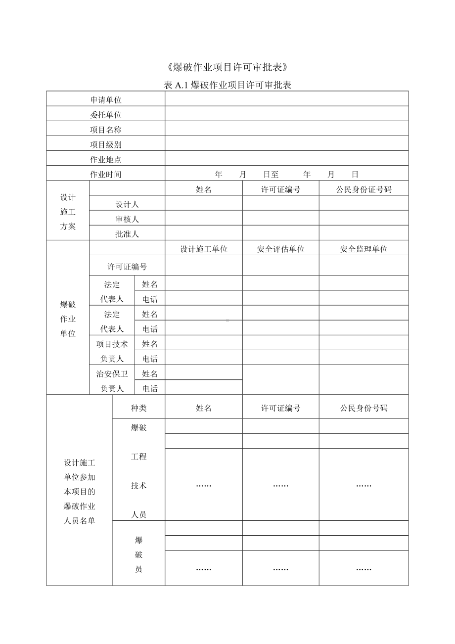 《爆破作业项目许可审批表》参考模板范本.doc_第1页