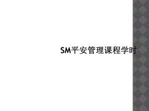 SM安全管理课程学时课件.ppt