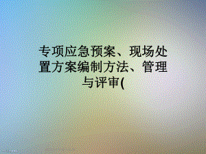 专项应急预案、现场处置方案编制方法、管理与评审(课件.ppt