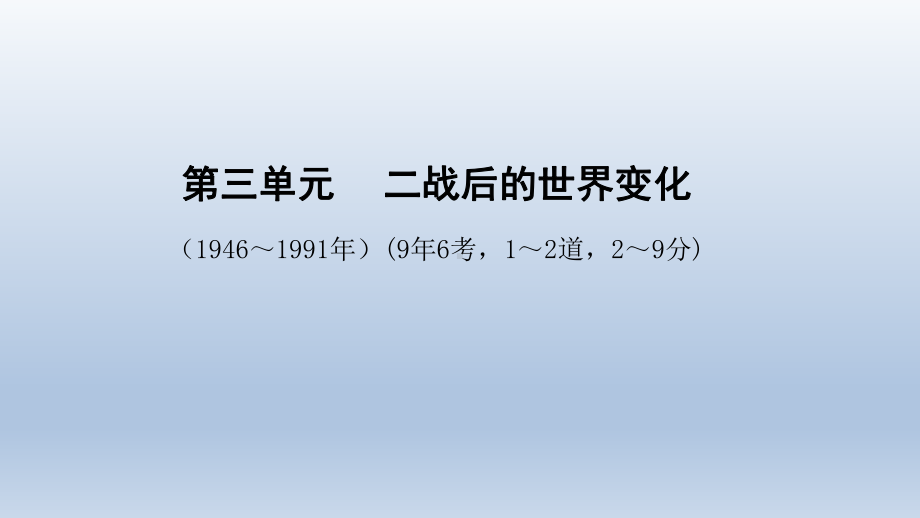 安徽中考历史总复习世界现代史：第三单元二战后的世界变化课件.ppt_第1页