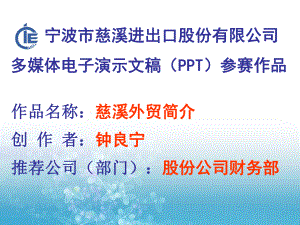 慈溪外贸简介宁波慈溪进出口股份有限公司课件.ppt