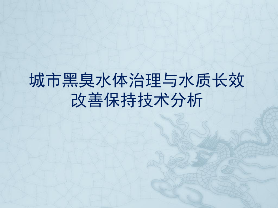 城市黑臭水体治理与水质长效改善保持技术分析课件.pptx_第1页