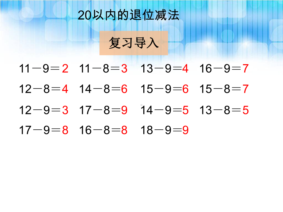 人教版小学一年级数学下册《十几减7、6》课件.ppt_第2页