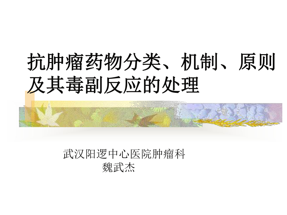 化疗药物分类、原理、化疗原则及毒副反应处理作用副本课件.ppt_第1页