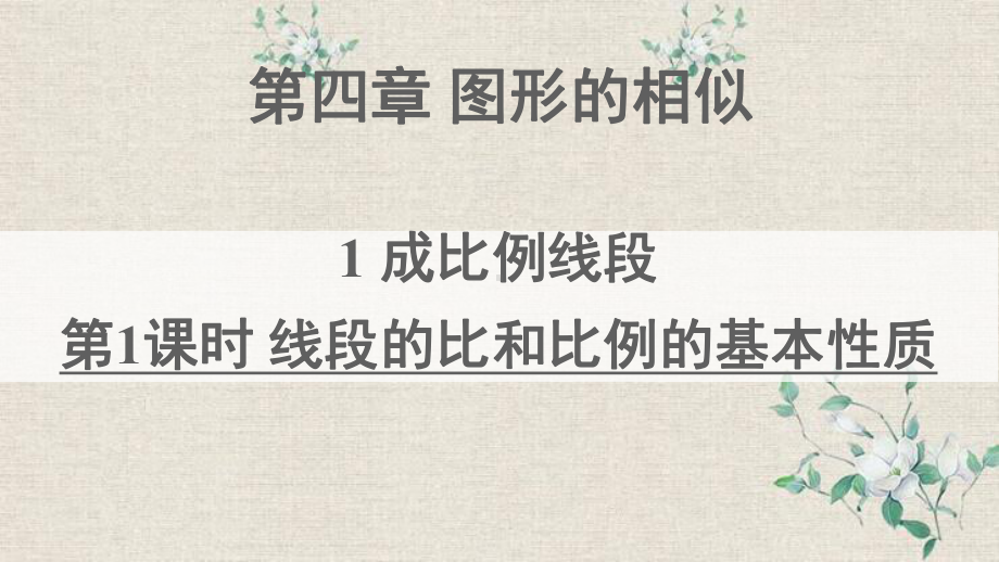 九年级数学上册第四章图形的相似1成比例线段第1课时线段的比和比例的基本性质课件新版北师.ppt_第1页