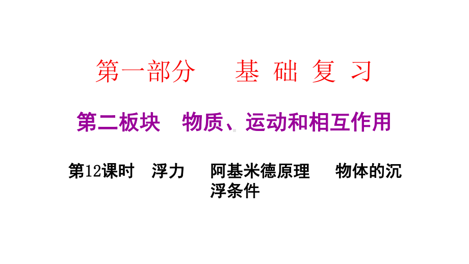 广东中考物理复习：浮力阿基米德原理物体的沉浮条件课件.ppt_第1页