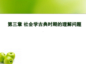 西方社会学理论教程第三章社会学古典时期的理解问题课件.ppt