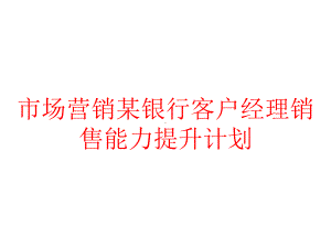 市场营销某银行客户经理销售能力提升计划课件.pptx