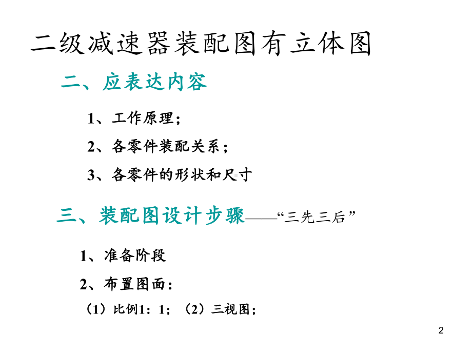 二级减速器装配图有立体图-课件.ppt_第2页