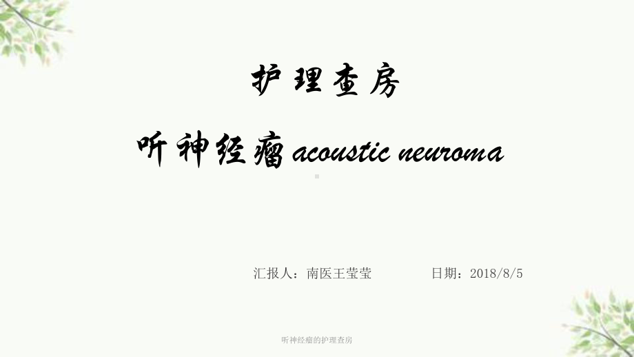 听神经瘤的护理查房课件.ppt_第1页