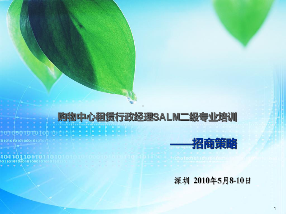 购物中心租赁行政经理SALM二级专业培训招商策略课件.ppt_第1页