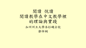 从英文阅读学习看阅读在中文教学中的应用南加州中文学校联合会课件.ppt