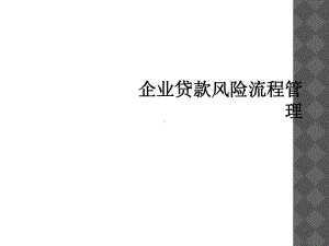 企业贷款风险流程管理课件.ppt