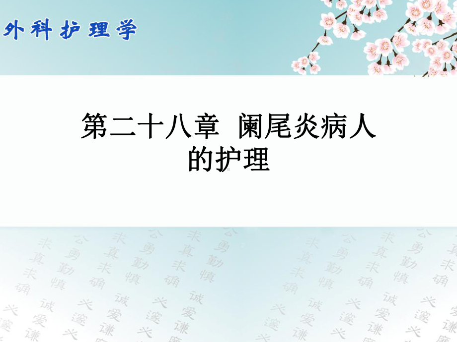 外科护理学配套光盘 阑尾炎病人的护理课件.ppt_第1页