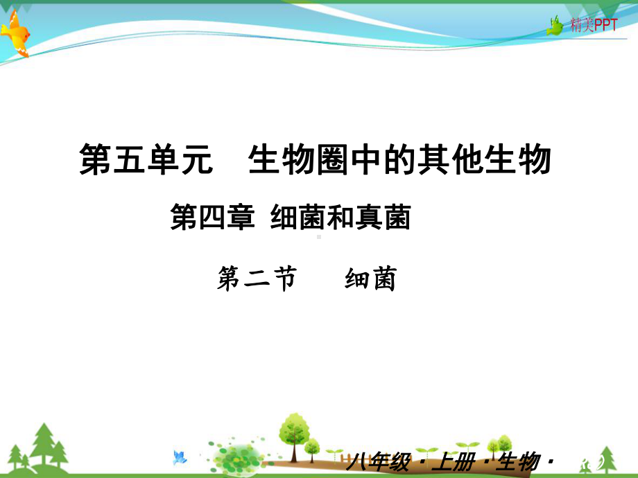 人教版-八年级上册生物-第五单元-第四章-第二节-细菌-教学课件.ppt_第1页