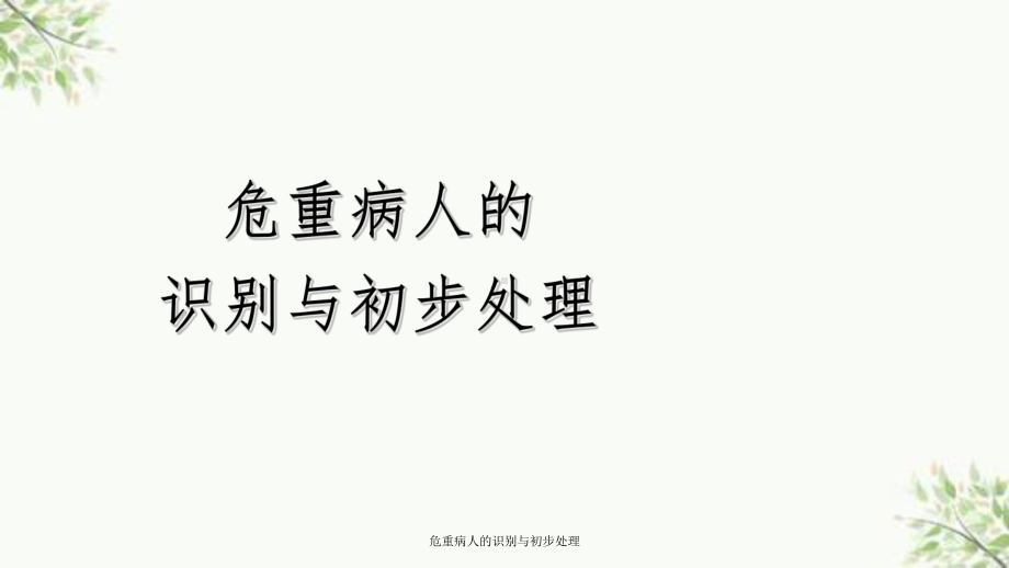 危重病人的识别与初步处理课件.ppt_第1页