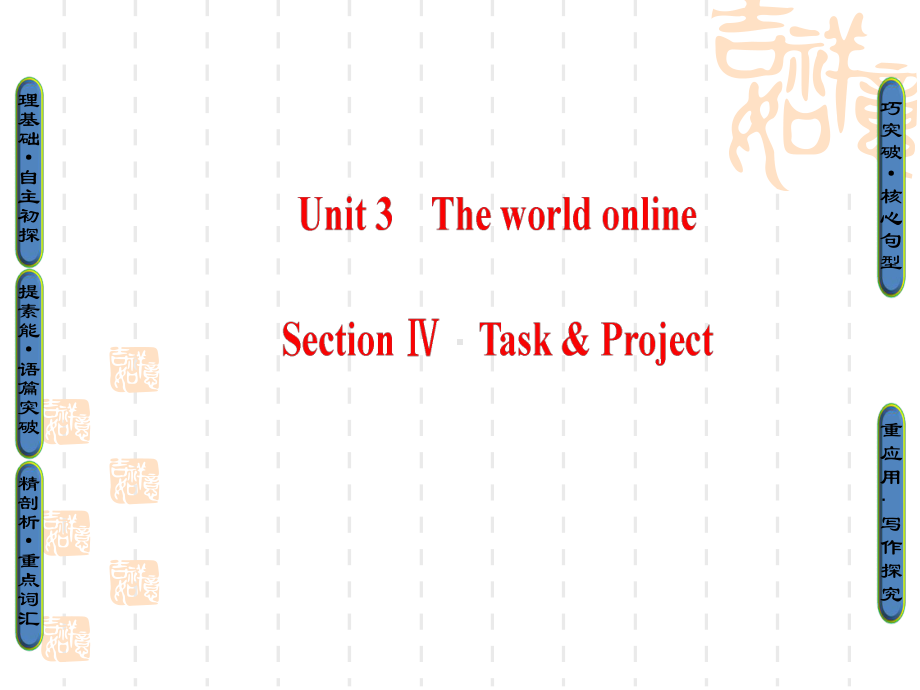 高中英语译林选修7课件：Unit3SectionⅣTaskProject.ppt（纯ppt,可能不含音视频素材）_第1页