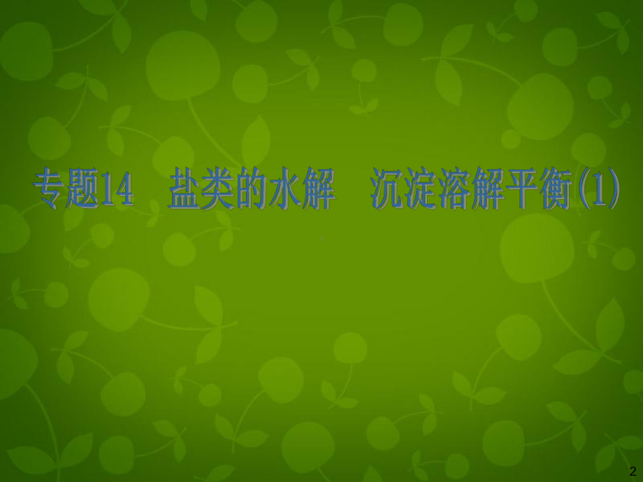 高考化学总复习专题14盐类的水解沉淀溶解平衡课件1新人教版.ppt_第2页